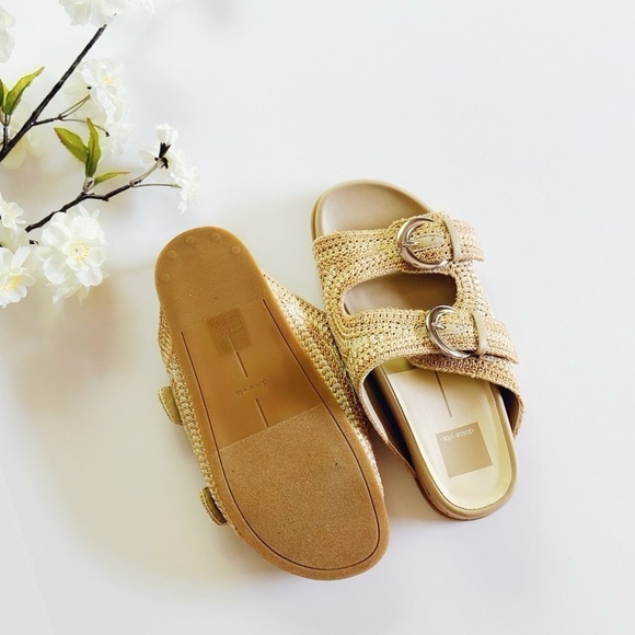 Dolce Vita Ralli Natural Multi Crochet Knit Buckle Slide Sandals - Picture 5 of 10